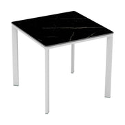 Table Meet Ezpeleta, structure blanc, plateau marbre noir