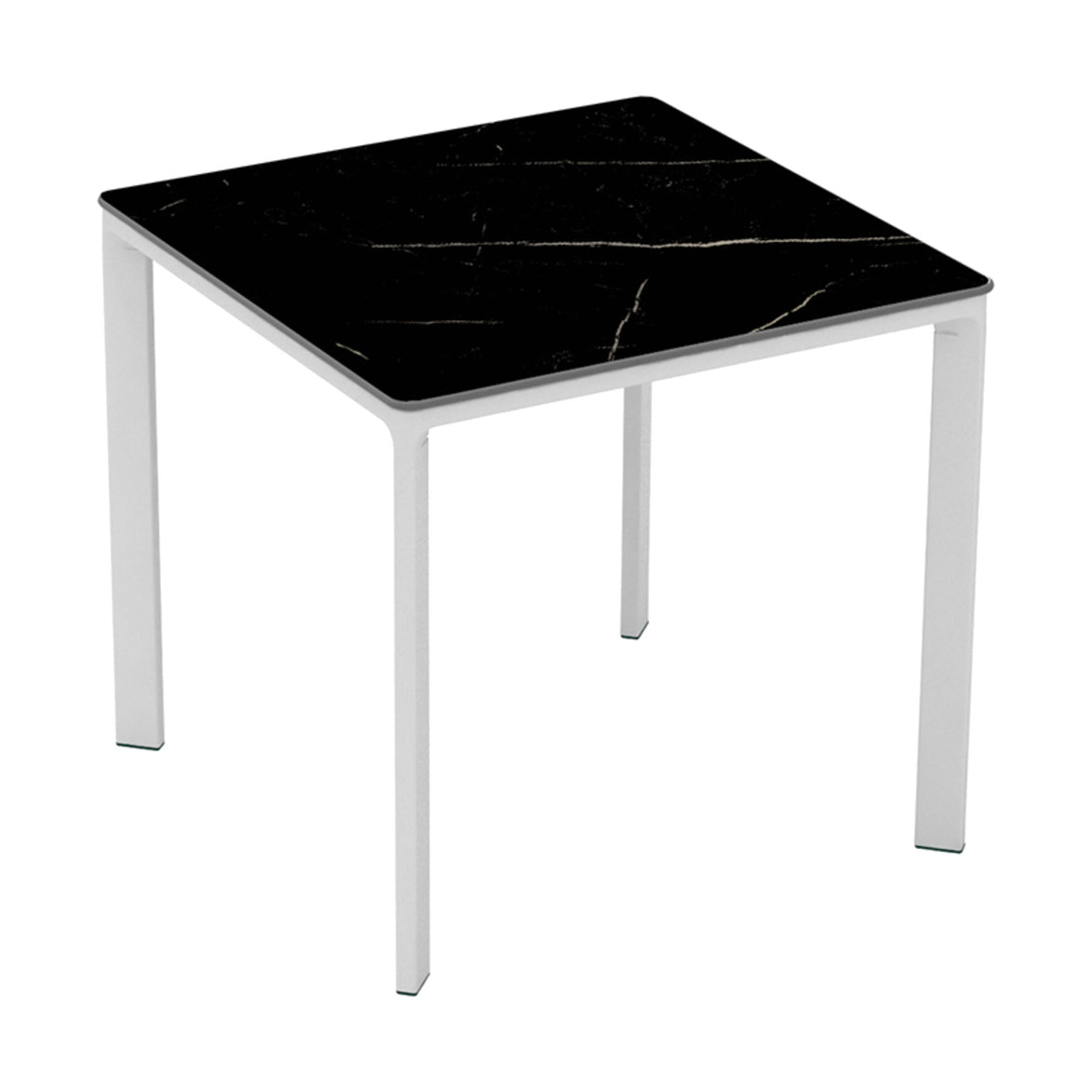 Table Meet Ezpeleta, structure blanc, plateau marbre noir