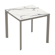 Table Meet Ezpeleta, structure taupe, plateau marbre blanc