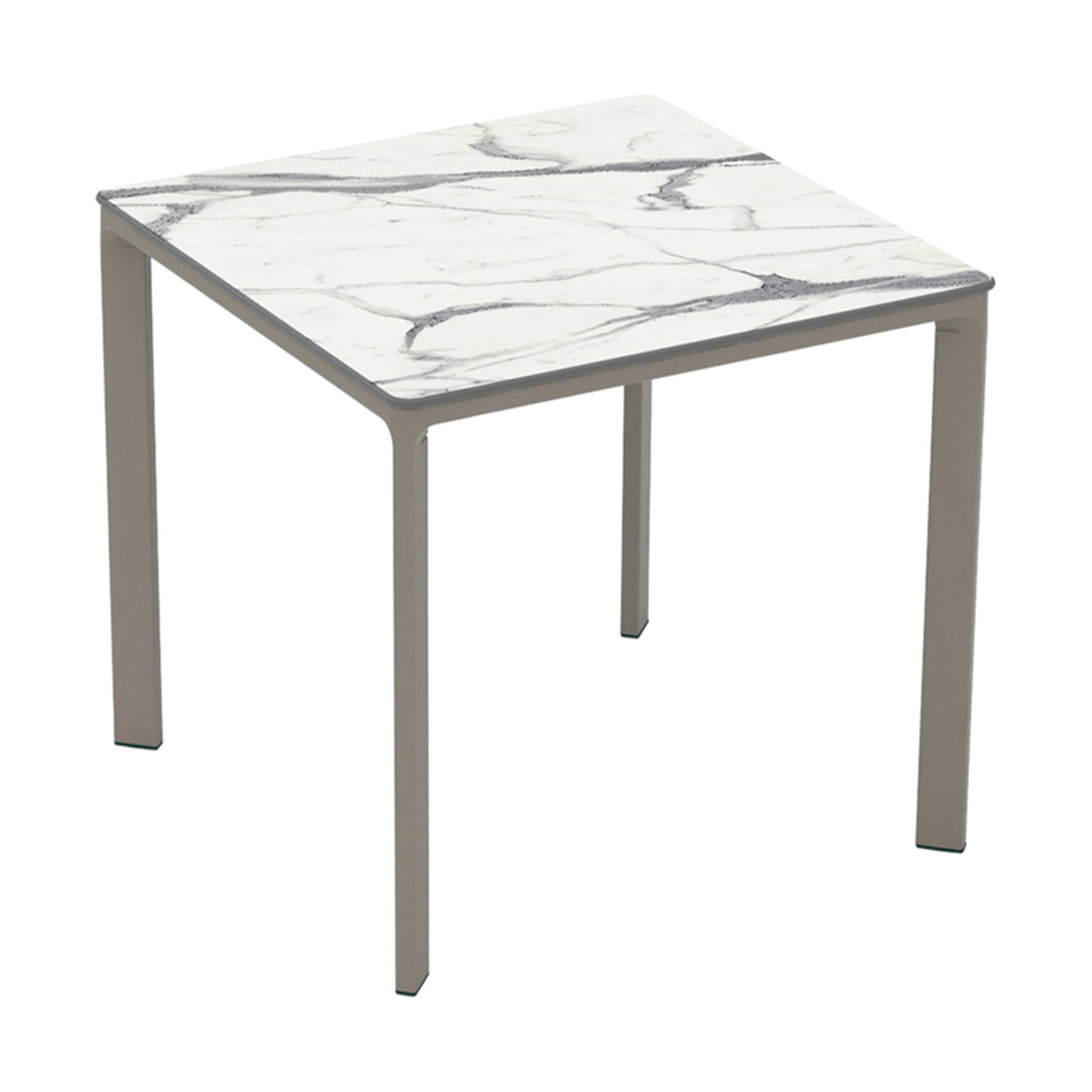 Table Meet Ezpeleta, structure taupe, plateau marbre blanc