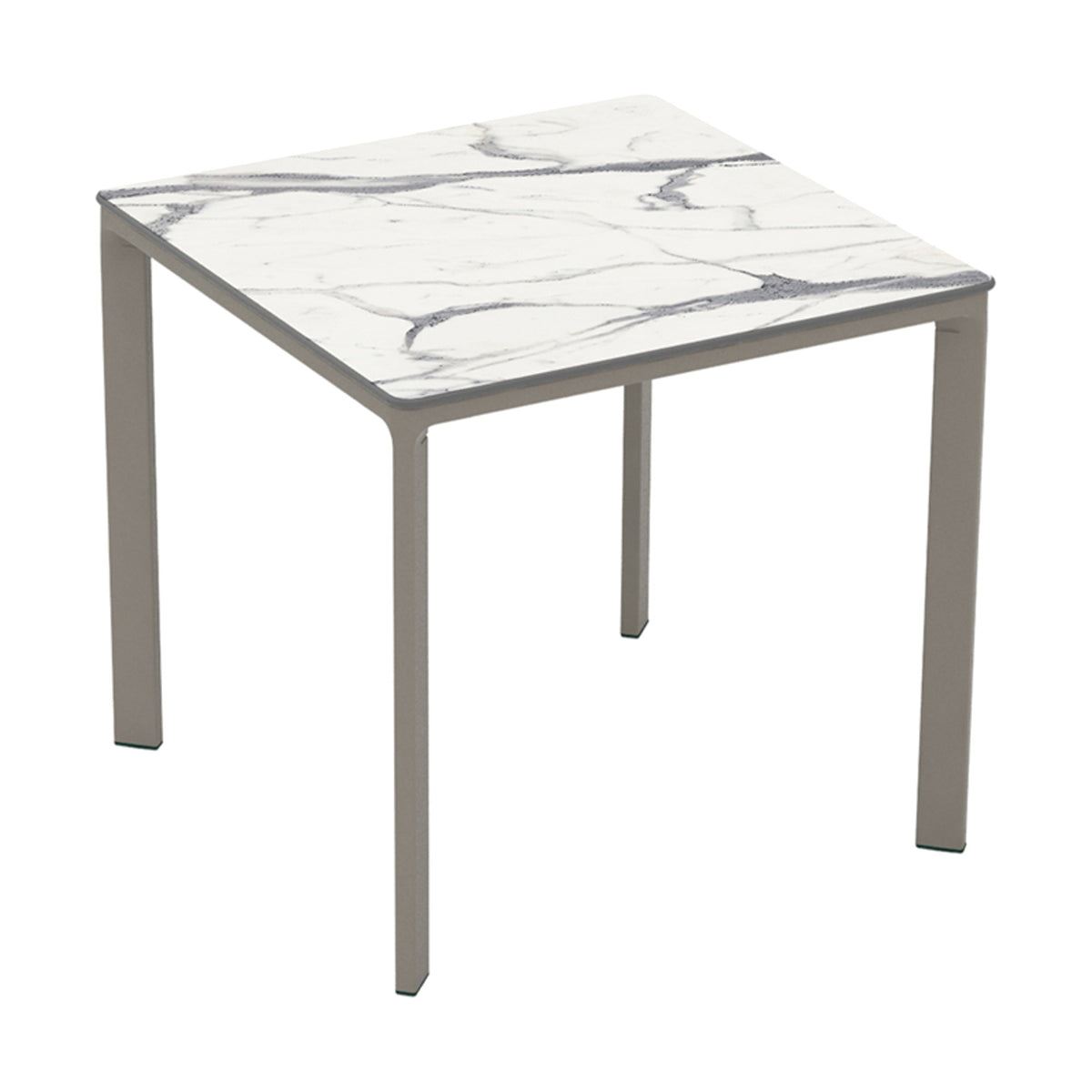 Table Meet Ezpeleta, structure taupe, plateau marbre blanc