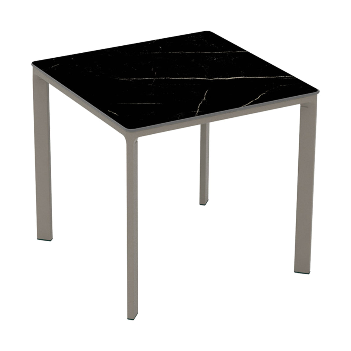 Table Meet Ezpeleta, structure taupe, plateau marbre noir