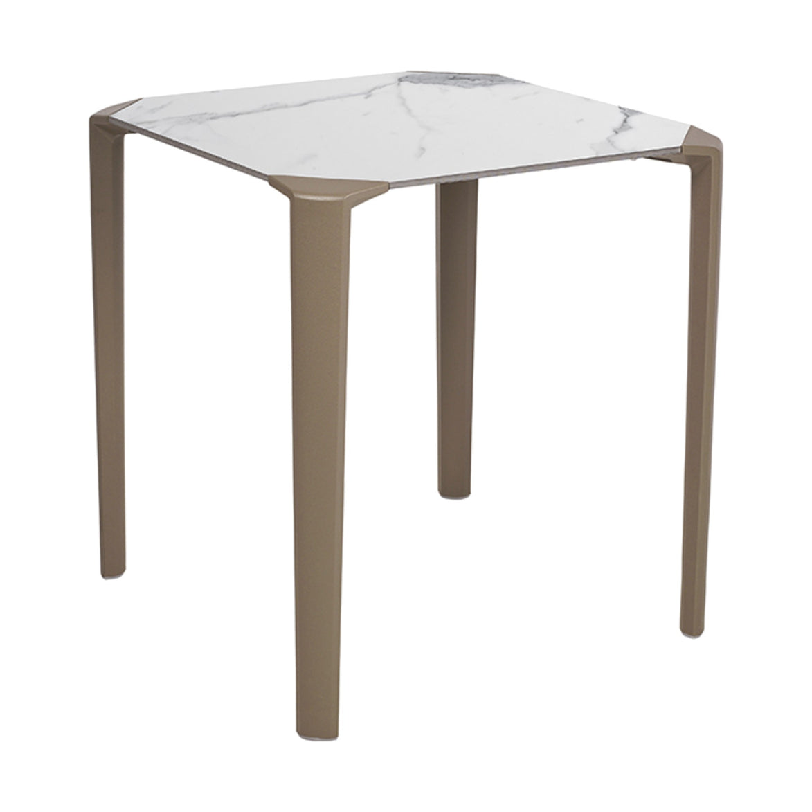 Table One Ezpeleta, structure taupe, plateau marbre blanc