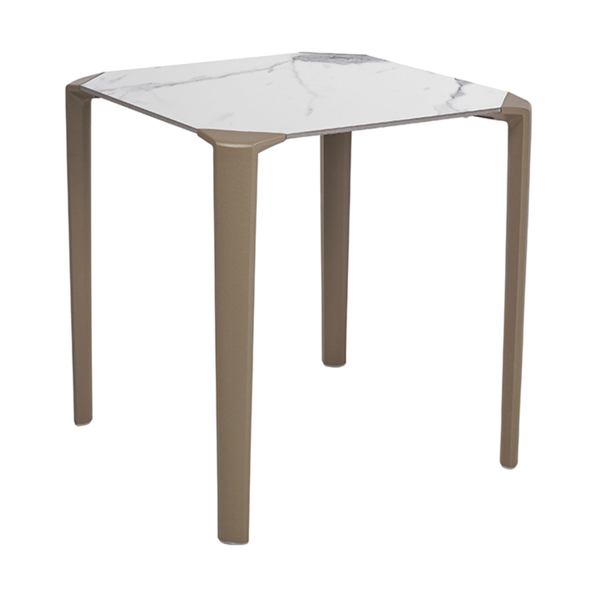 Table One Ezpeleta, structure taupe, plateau marbre blanc