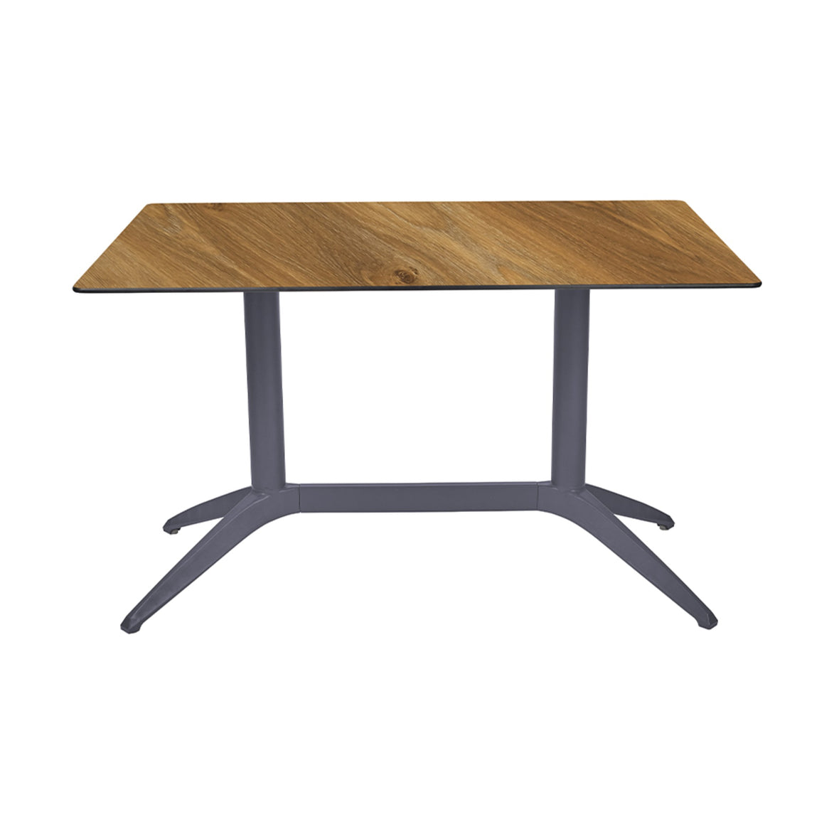 Table Quatro Duo Fix Ezpeleta, structure anthracite, plateau chêne foncé
