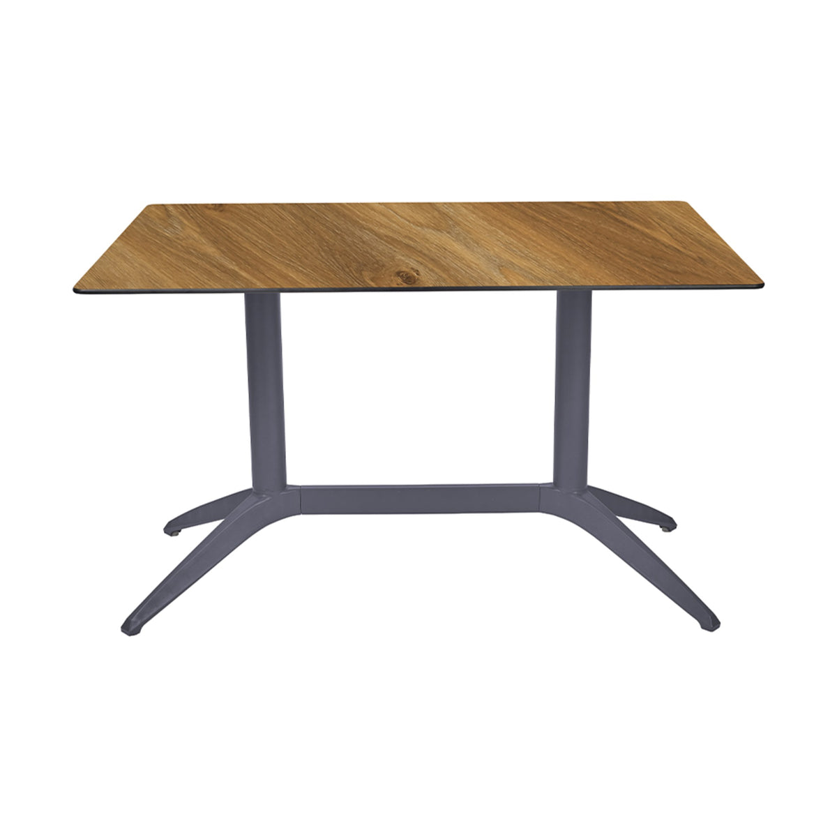 Table Quatro Duo Fix Ezpeleta, structure anthracite, plateau chêne foncé