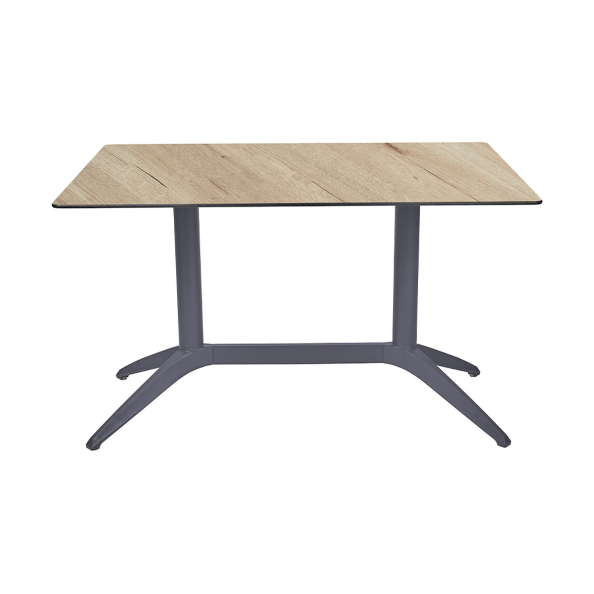 Table Quatro Duo Fix Ezpeleta, structure anthracite, plateau chêne