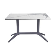 Table Quatro Duo Fix Ezpeleta, structure anthracite, plateau marbre blanc