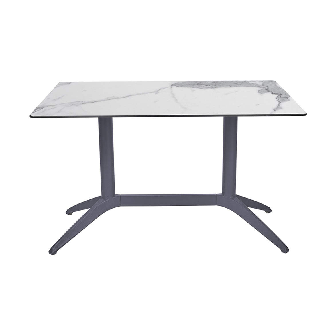 Table Quatro Duo Fix Ezpeleta, structure anthracite, plateau marbre blanc