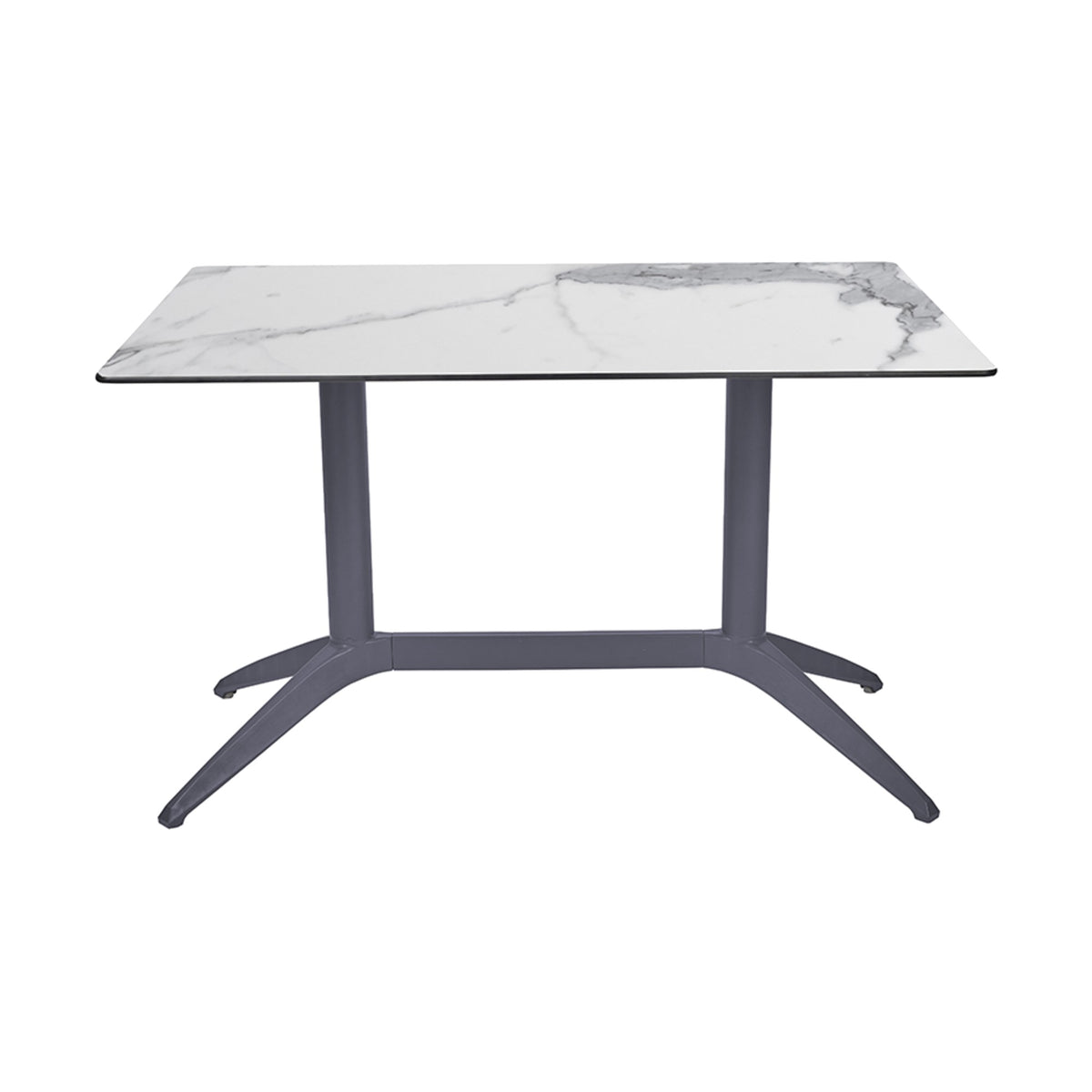 Table Quatro Duo Fix Ezpeleta, structure anthracite, plateau marbre blanc