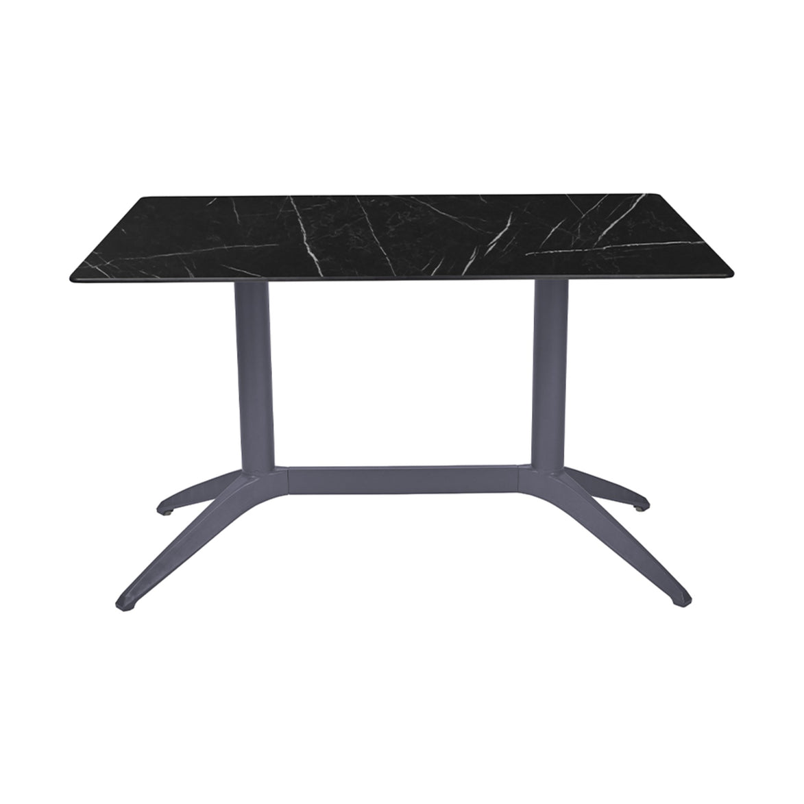 Table Quatro Duo Fix Ezpeleta, structure anthracite, plateau marbre noir