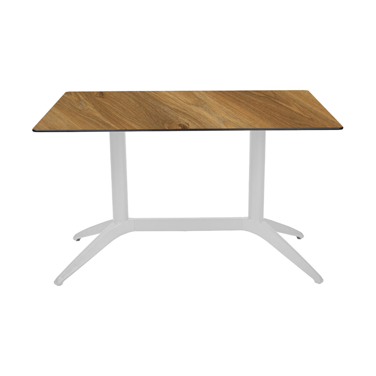 Table Quatro Duo Fix Ezpeleta, structure blanc, plateau chêne foncé
