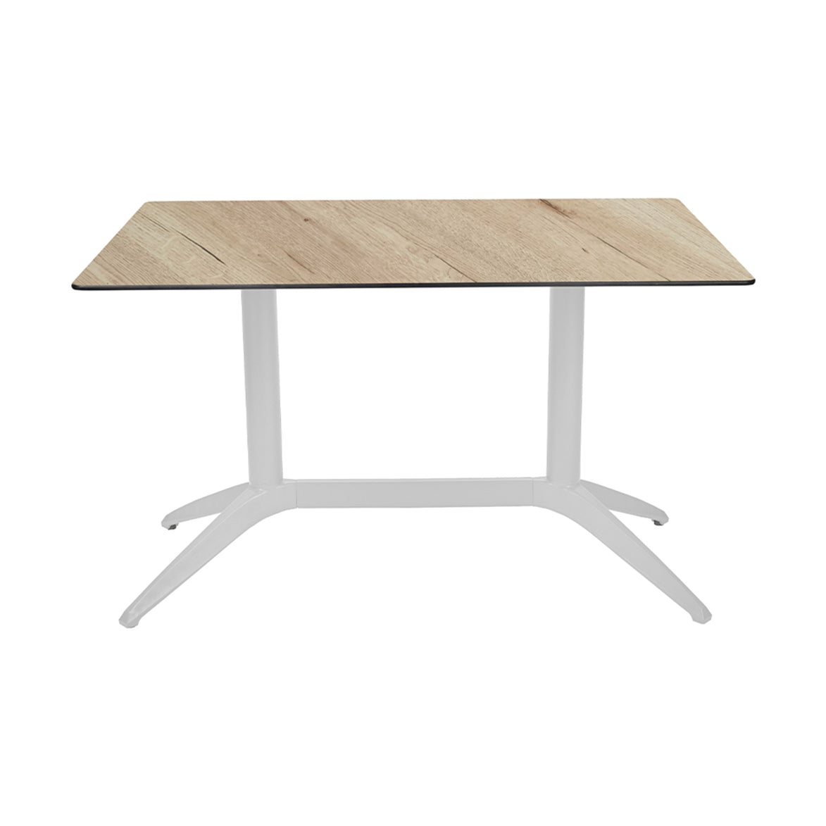 Table Quatro Duo Fix Ezpeleta, structure blanc, plateau chêne