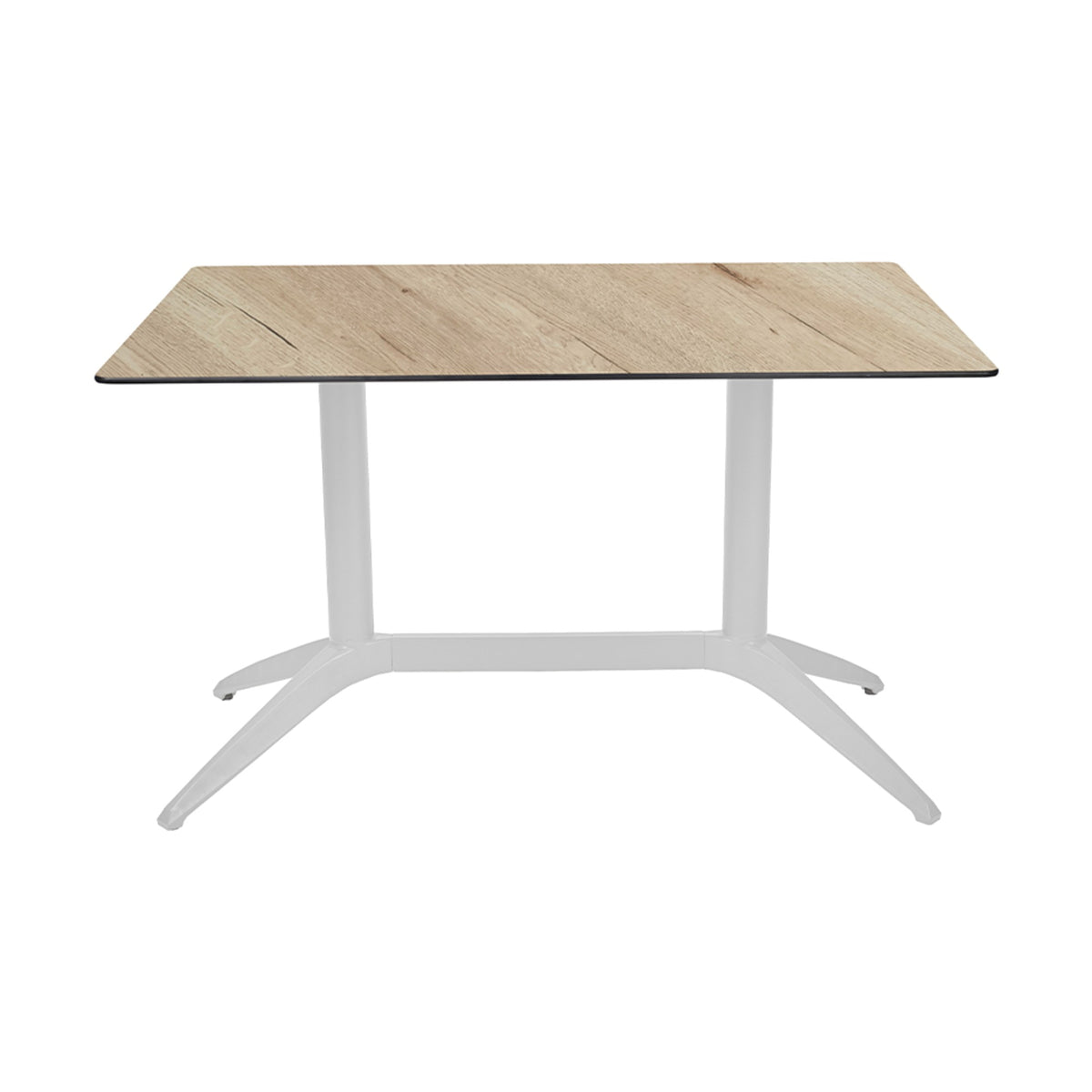 Table Quatro Duo Fix Ezpeleta, structure blanc, plateau chêne