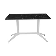 Table Quatro Duo Fix Ezpeleta, structure blanc, plateau marbre noir