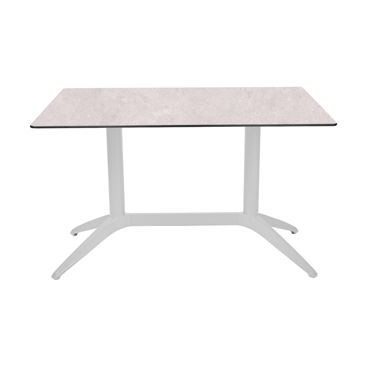 Table Quatro Duo Fix Ezpeleta, structure blanc, plateau minéral