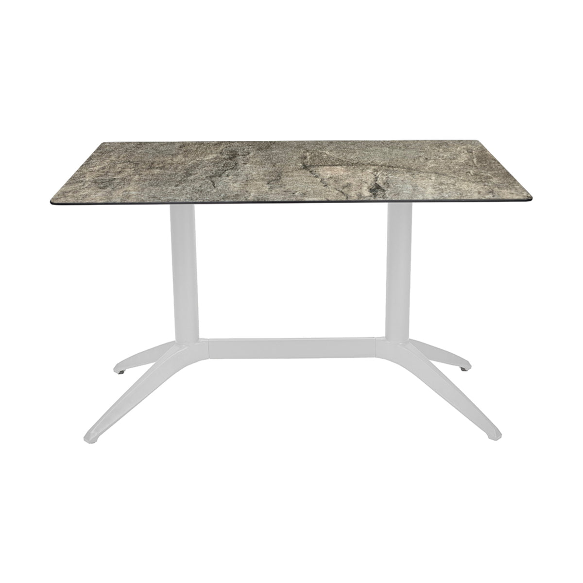 Table Quatro Duo Fix Ezpeleta, structure blanc, plateau stone