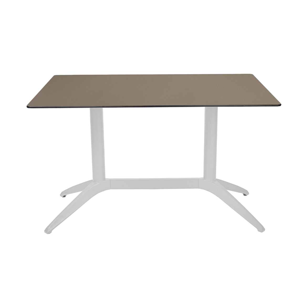 Table Quatro Duo Fix Ezpeleta, structure blanc, plateau taupe