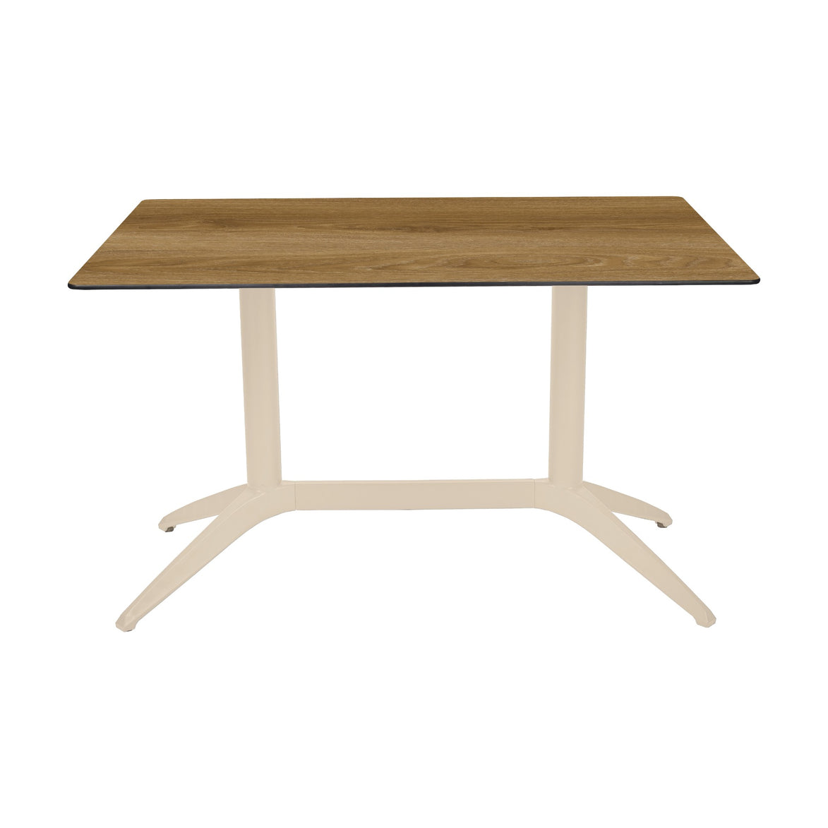 Table Quatro Duo Fix Ezpeleta, structure sand, plateau chêne foncé