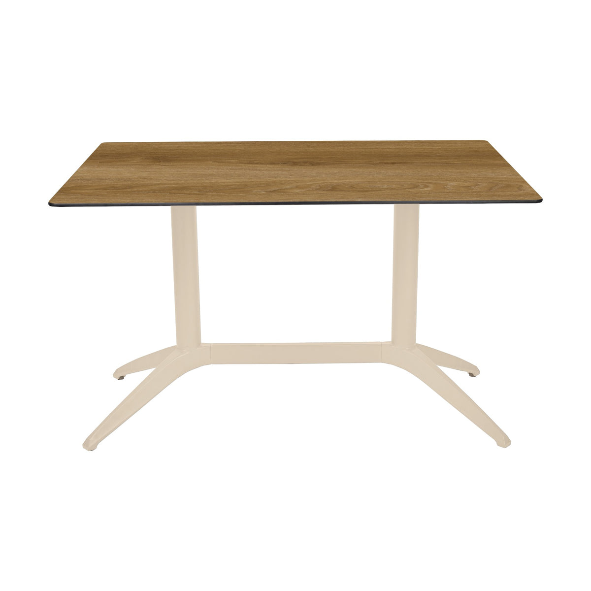 Table Quatro Duo Fix Ezpeleta, structure sand, plateau chêne foncé
