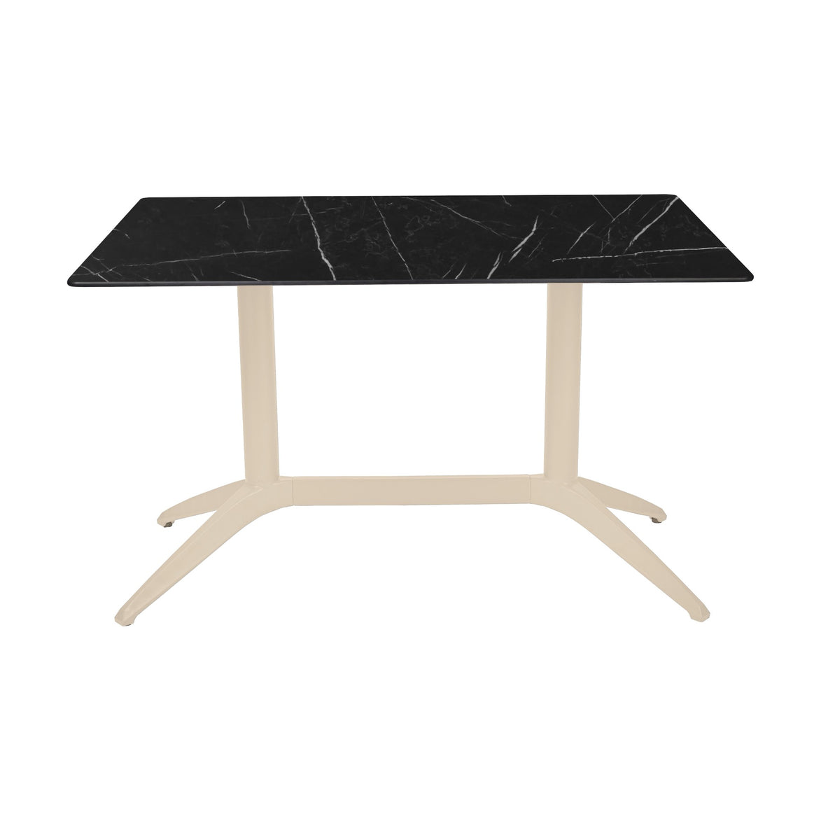Table Quatro Duo Fix Ezpeleta, structure sand, plateau marbre noir