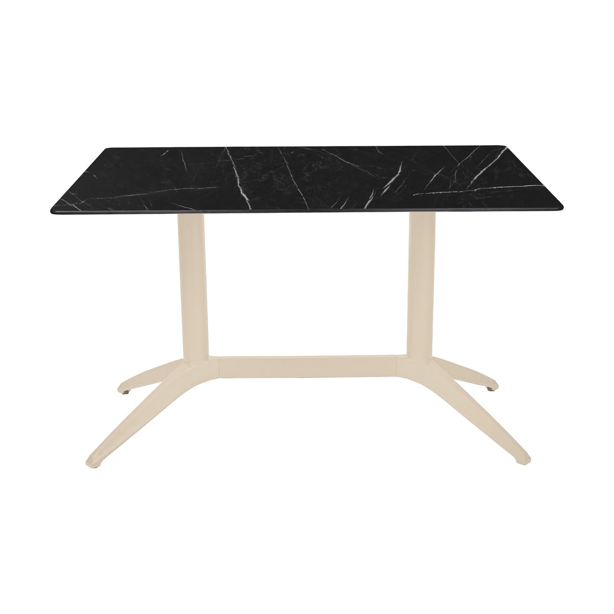 Table Quatro Duo Fix Ezpeleta, structure sand, plateau marbre noir