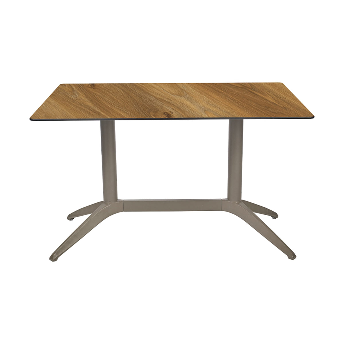 Table Quatro Duo Fix Ezpeleta, structure taupe, plateau chêne foncé