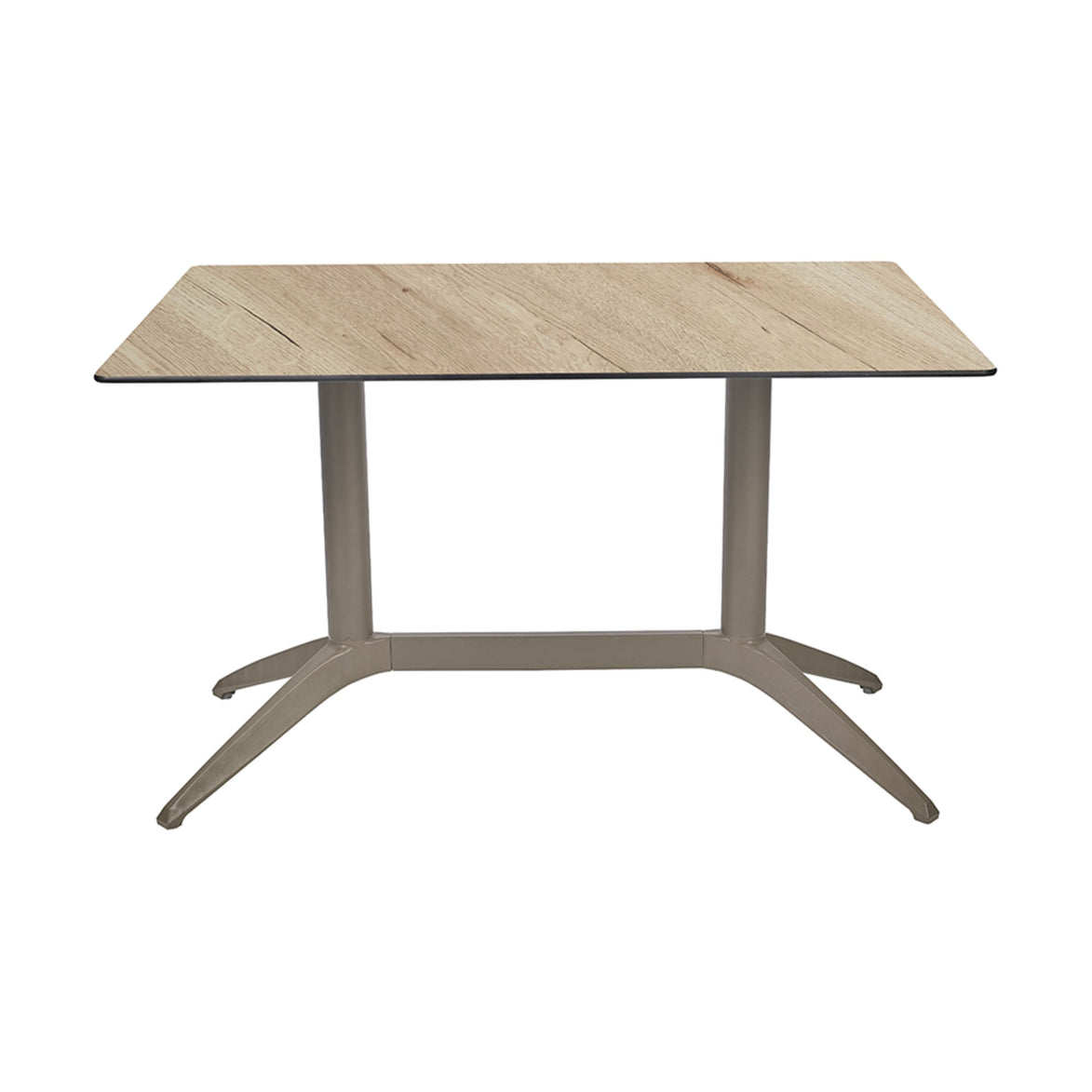 Table Quatro Duo Fix Ezpeleta, structure taupe, plateau chêne