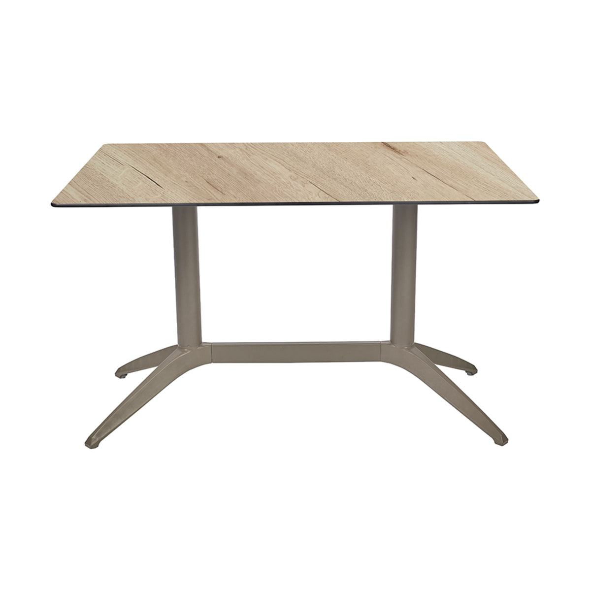 Table Quatro Duo Fix Ezpeleta, structure taupe, plateau chêne