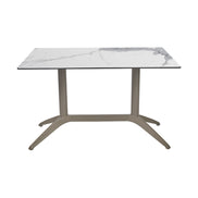 Table Quatro Duo Fix Ezpeleta, structure taupe, plateau marbre blanc