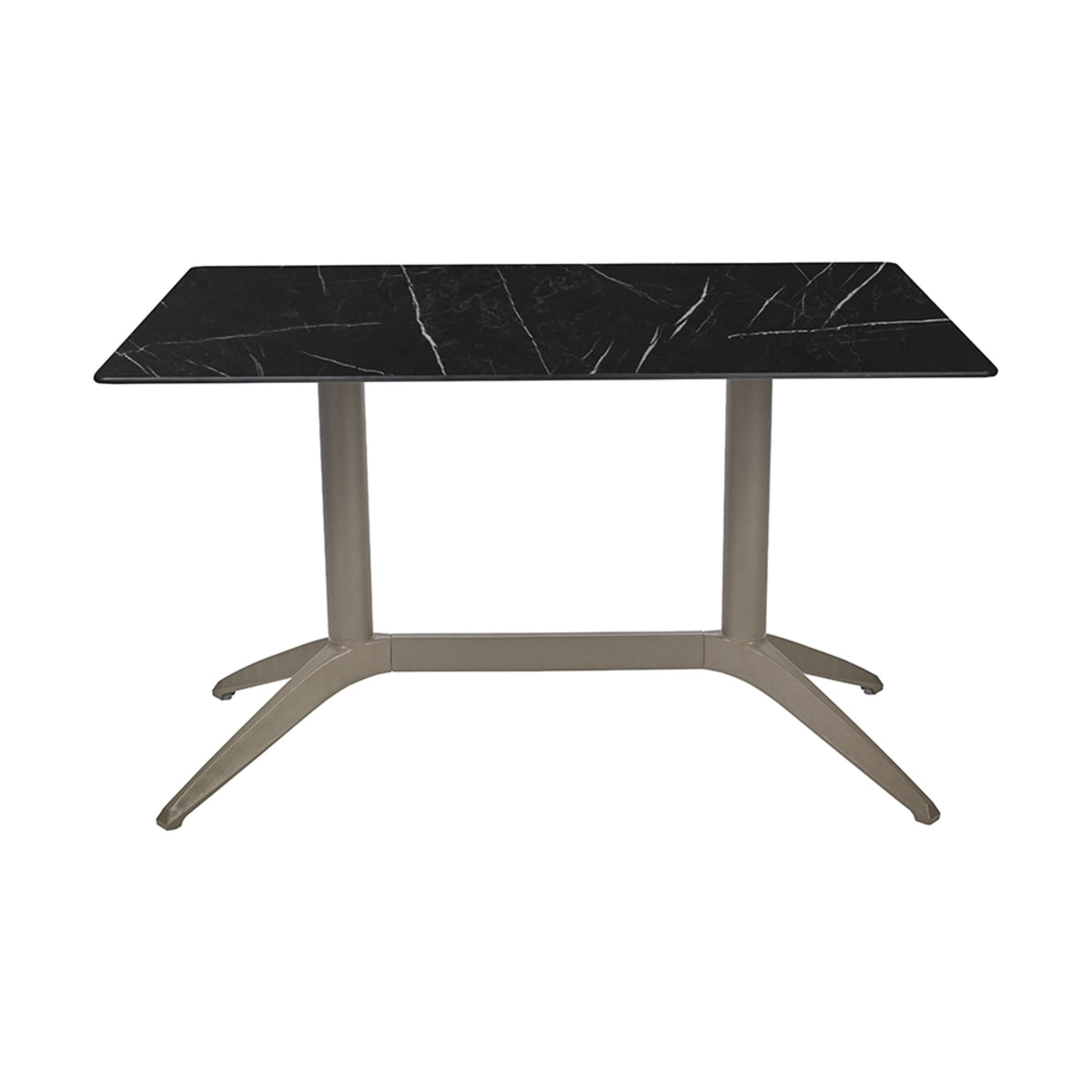 Table Quatro Duo Fix Ezpeleta, structure taupe, plateau marbre noir
