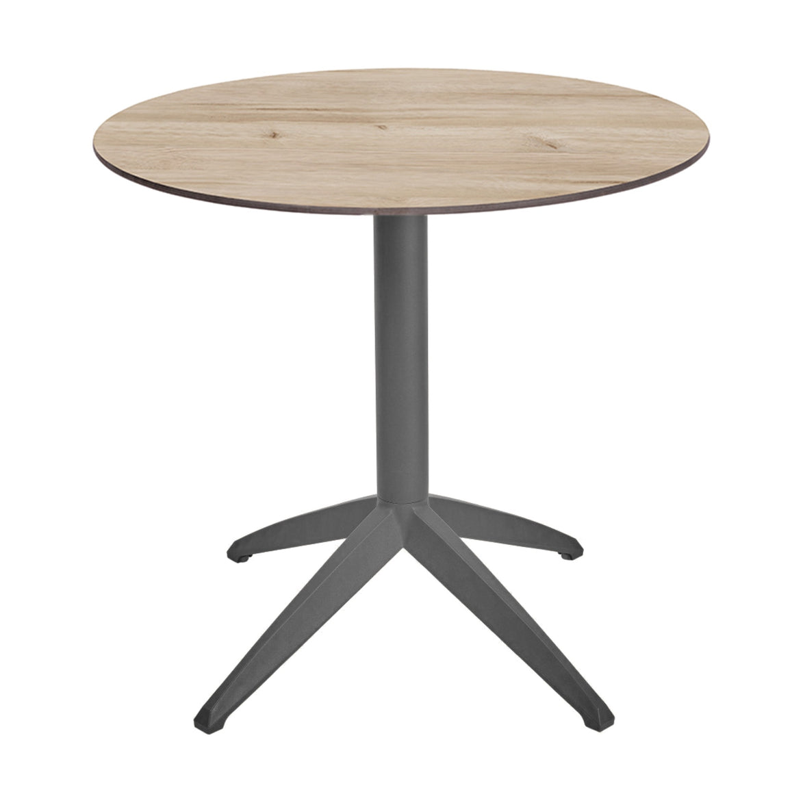 Table Quatro Fix Ezpeleta ronde, structure anthracite, plateau chêne