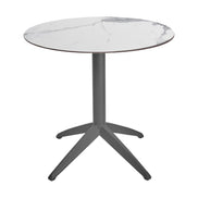 Table Quatro Fix Ezpeleta ronde, structure anthracite, plateau marbre blanc