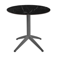 Table Quatro Fix Ezpeleta ronde, structure anthracite, plateau marbre noir