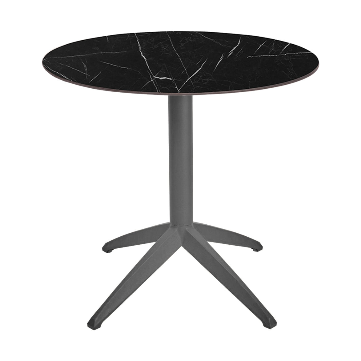 Table Quatro Fix Ezpeleta ronde, structure anthracite, plateau marbre noir