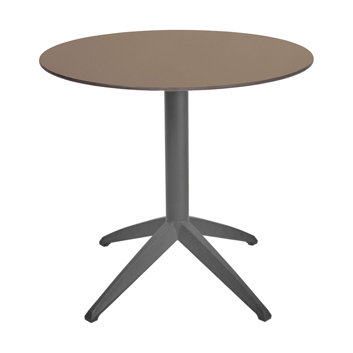 Table Quatro Fix Ezpeleta ronde, structure anthracite, plateau taupe
