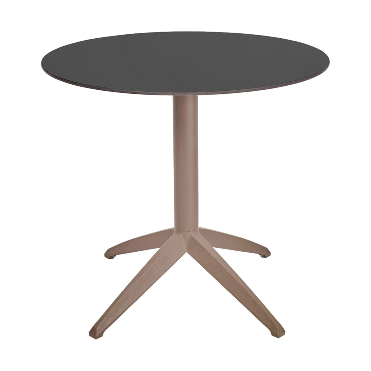 Table Quatro Fix Ezpeleta ronde, structure taupe, plateau anthracite