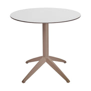 Table Quatro Fix Ezpeleta ronde, structure taupe, plateau blanc