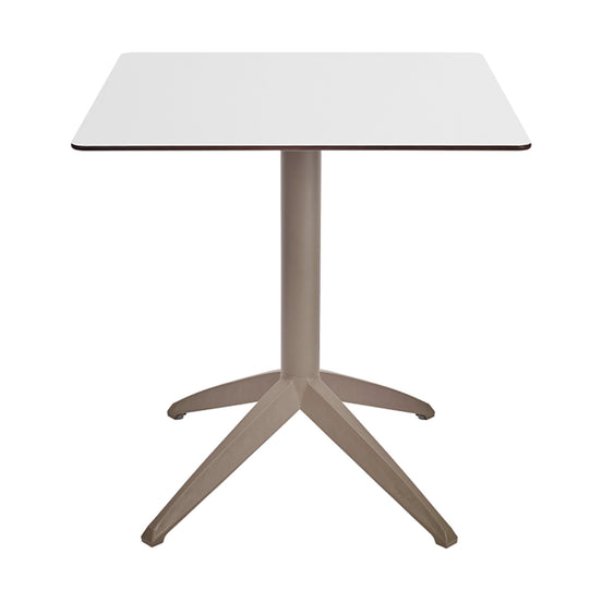 Table Quatro Fix Ezpeleta, structure taupe, plateau blanc