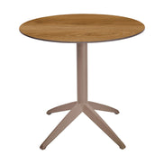 Table Quatro Fix Ezpeleta ronde, structure taupe, plateau chêne foncé
