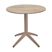 Table Quatro Fix Ezpeleta ronde, structure taupe, plateau chêne
