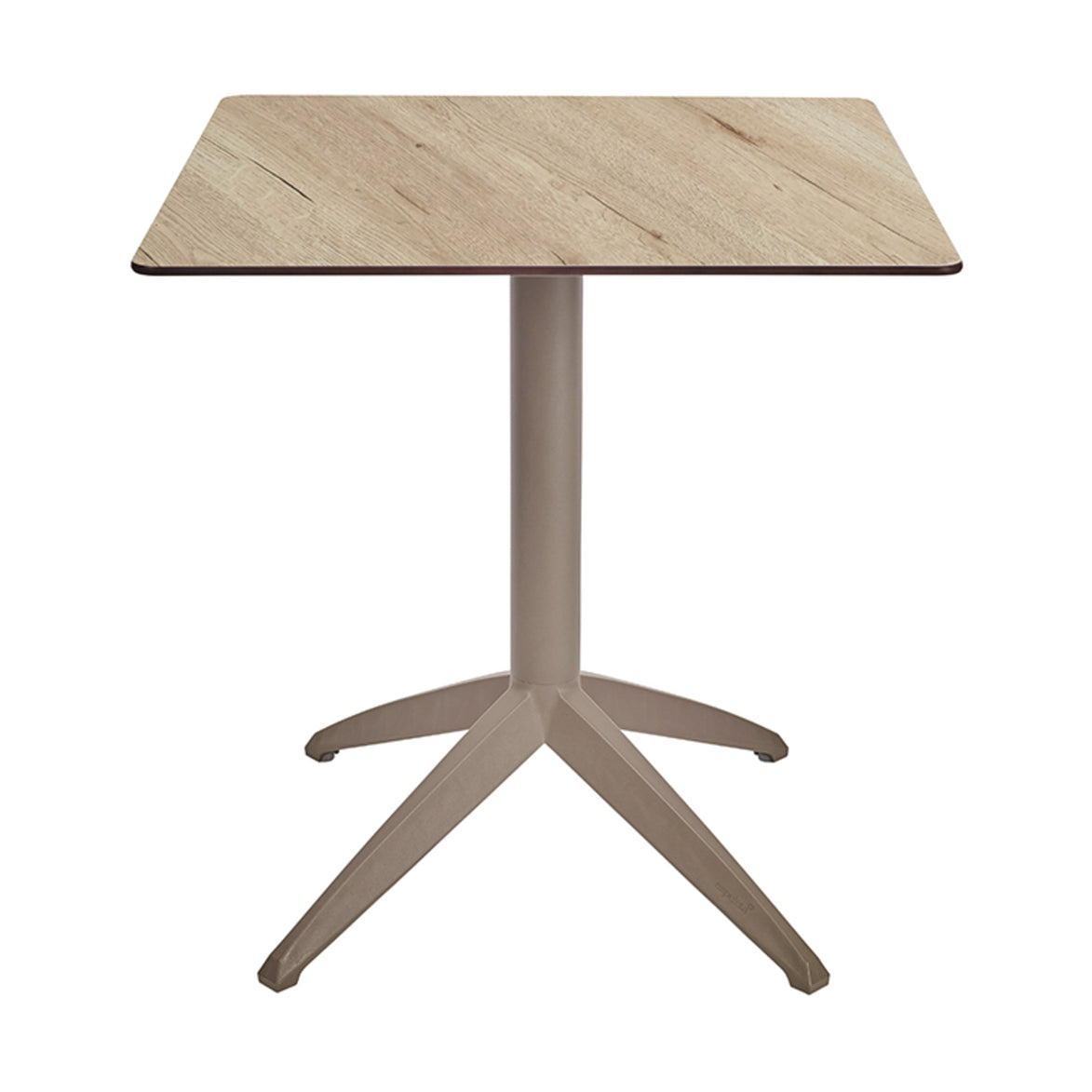 Table Quatro Fix Ezpeleta, structure taupe, plateau chêne