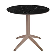 Table Quatro Fix Ezpeleta ronde, structure taupe, plateau marbre noir