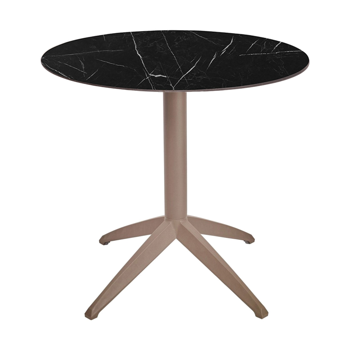 Table Quatro Fix Ezpeleta ronde, structure taupe, plateau marbre noir
