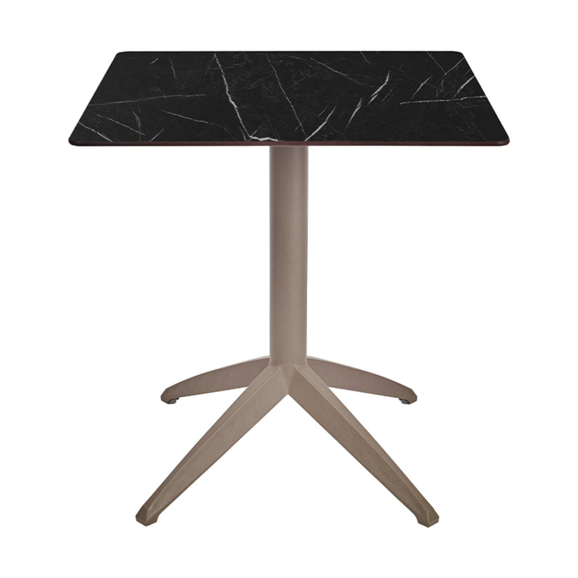 Table Quatro Fix Ezpeleta, structure taupe, plateau marbre noir