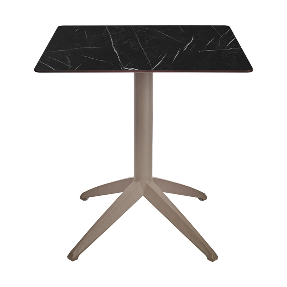Table Quatro Fix Ezpeleta, structure taupe, plateau marbre noir