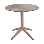 Table Quatro Fix Ezpeleta ronde, structure taupe, plateau stone