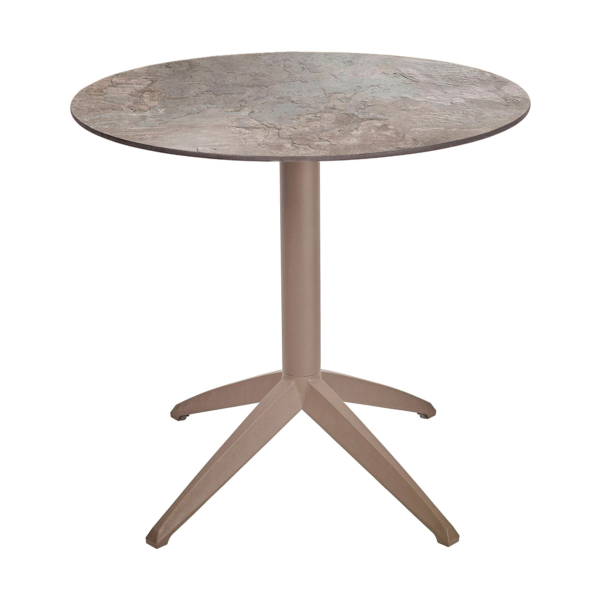 Table Quatro Fix Ezpeleta ronde, structure taupe, plateau stone
