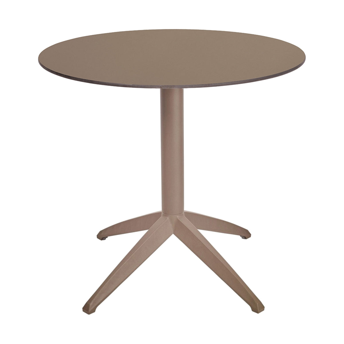 Table Quatro Fix Ezpeleta ronde, structure taupe, plateau taupe