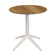 Table Quatro Fold ronde Ezpeleta structure Blanc, plateau Chêne foncé